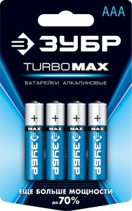 Батарейки, тип AAA, 2 шт ЗУБР "TURBO-MAX"