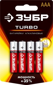 Батарейки, тип AAA, 2 шт ЗУБР "TURBO"