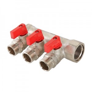 Коллектор с отсекающими кранами 1"х2 вых., 1/2" нар. VALTEC