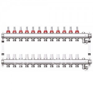 Коллекторная группа со встроенными расходомерами, 1"х12 вых., Евроконус 3/4" STI