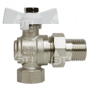 Кран шар. баб. 1/2", гайка-"американка", вода, угловой STI