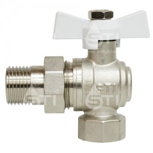 Кран шар. баб. 3/4", гайка-"американка", вода, угловой STI