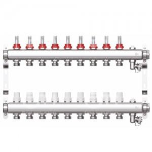 Коллекторная группа со встроенными расходомерами, 1"х9 вых., Евроконус 3/4" STI