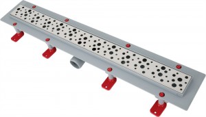 Трап линейный 850 мм, выпуск 40 мм, нержавеющая решетка Бриз, глянец АНИПЛАСТ