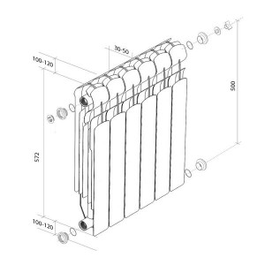Радиатор биметаллический 500/100, 6 секций ROYAL THERMO Indigo Super