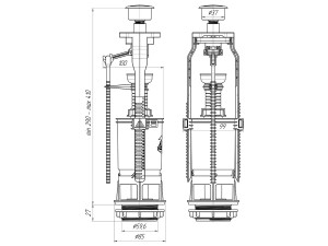 Арматура сливная, металлизированная кнопка АНИПЛАСТ