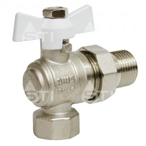 Кран шар. баб. 1", гайка-"американка", вода, угловой STI