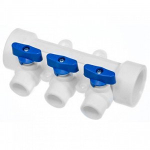 Коллектор ПП 40х20, 4 выхода, синий