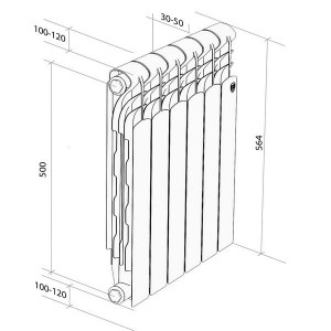Радиатор биметаллический 500/80, 10 секций ROYAL THERMO Revolution B 500