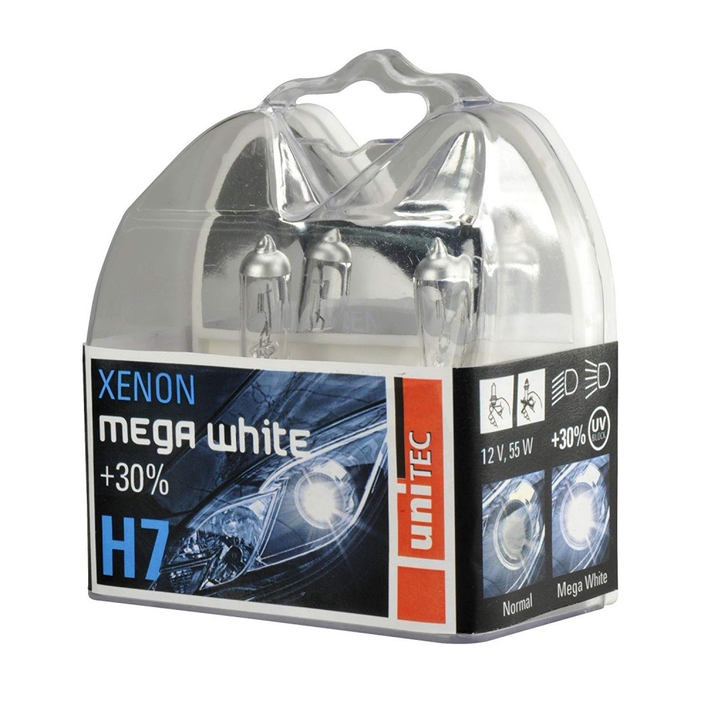 Лампа Н7, 12V, 55W "Xenon Mega White" UNITEC