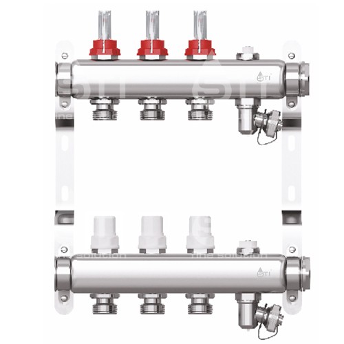 Коллекторная группа со встроенными расходомерами, 1"х3 вых., Евроконус 3/4" STI