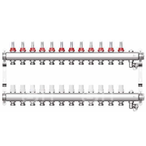 Коллекторная группа со встроенными расходомерами, 1"х12 вых., Евроконус 3/4" STI