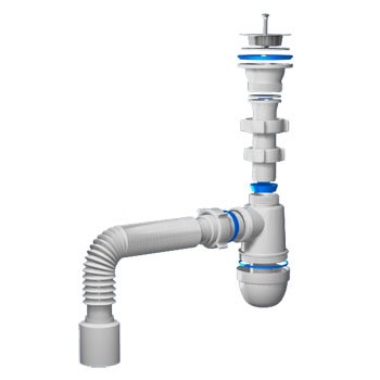 Сифон для умывальника 1 1/2"х40, с мет. реш. с гибкой трубой 40х50 S0110