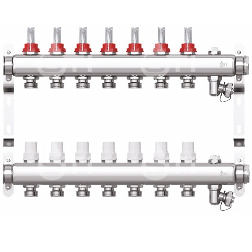 Коллекторная группа со встроенными расходомерами, 1"х7 вых., Евроконус 3/4" STI