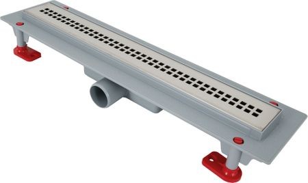 Трап линейный 850 мм, выпуск 40 мм, нержавеющая решетка Риф, глянец АНИПЛАСТ
