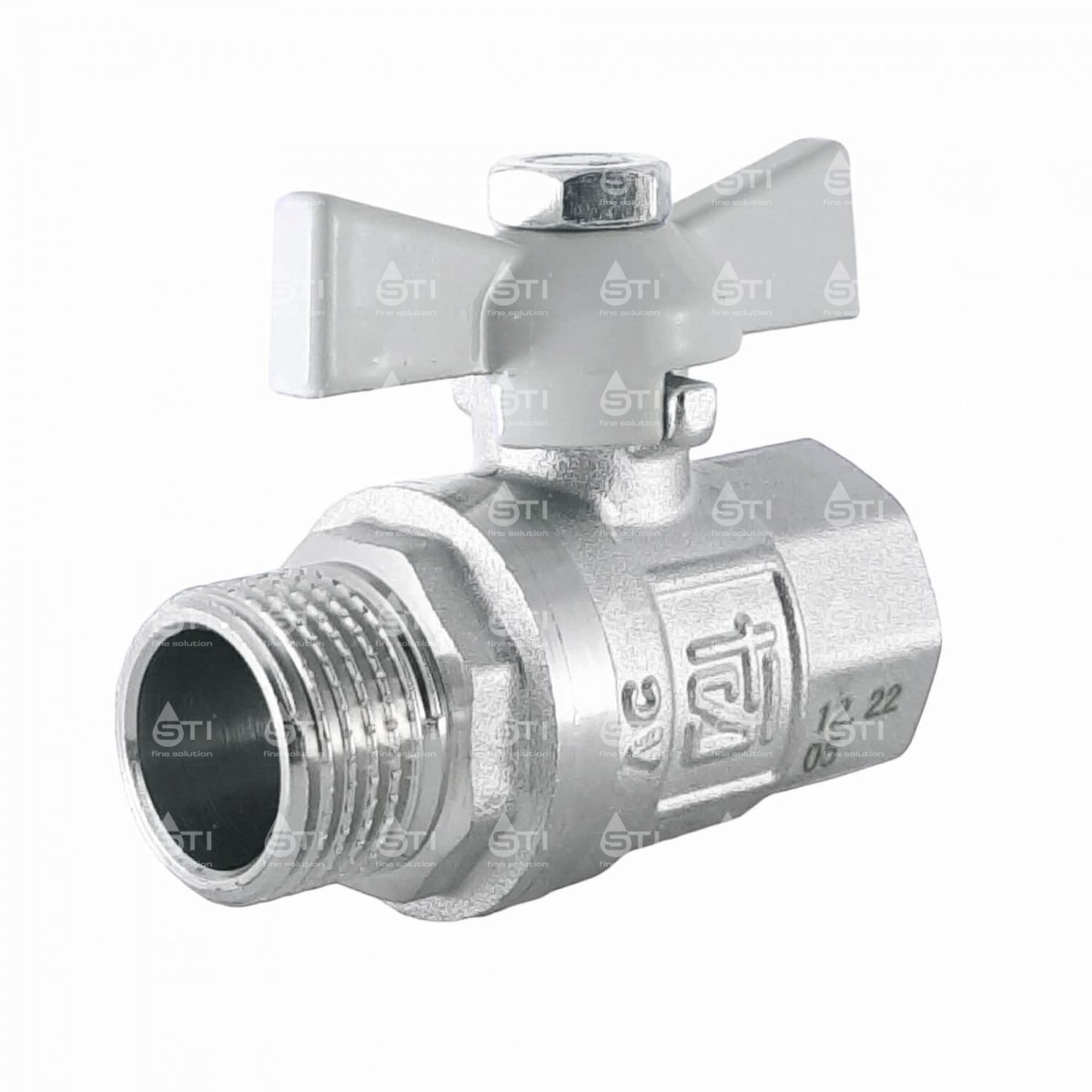 Кран шар. баб. 3/4", гайка-штуцер, вода STI