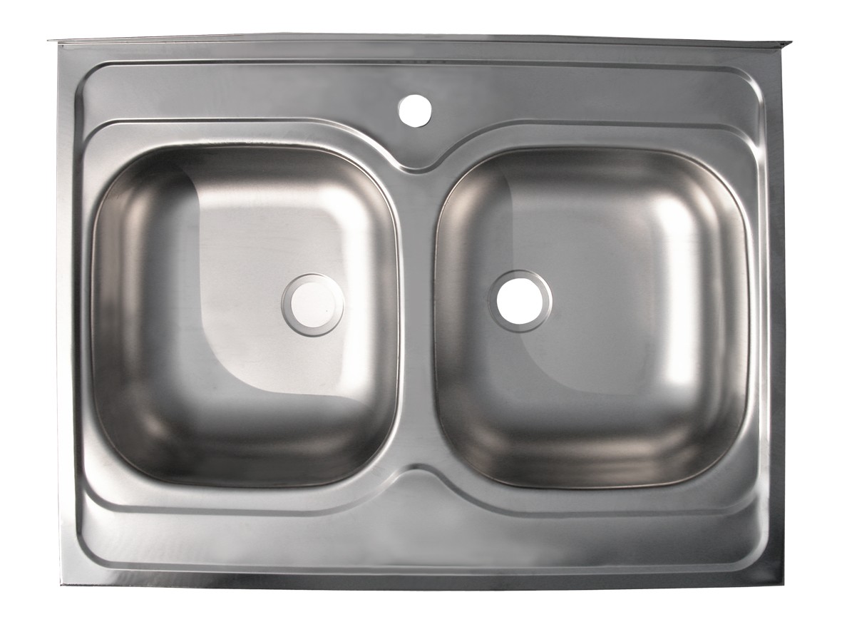 Мойка врезная 60х80 мм, нерж. с двумя чашами