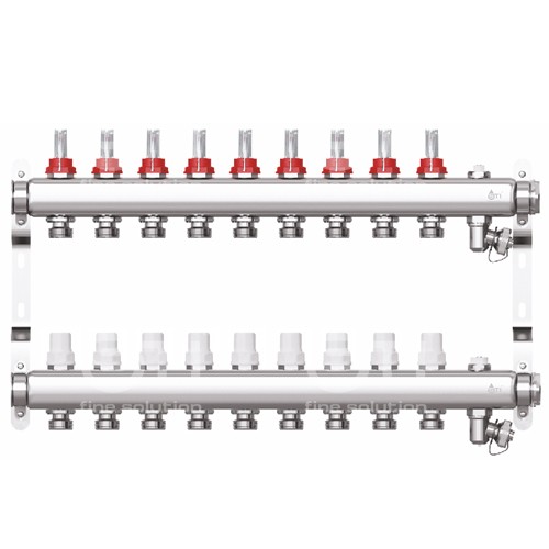 Коллекторная группа со встроенными расходомерами, 1"х9 вых., Евроконус 3/4" STI